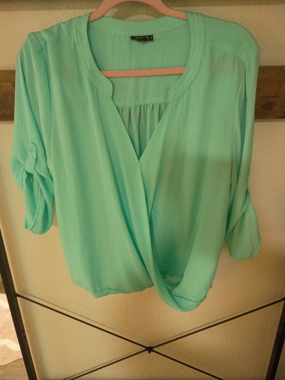 a.n.a Light Aqua Surplice Blouse Size PXL